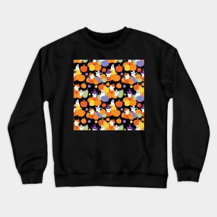 Halloween Pumpkins Cats and Ghosts Colorful Pattern Crewneck Sweatshirt